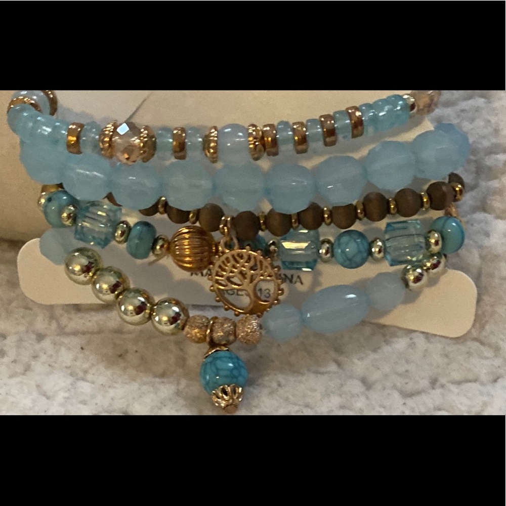 Wrap Style Beaded Bracelet Set with Charms